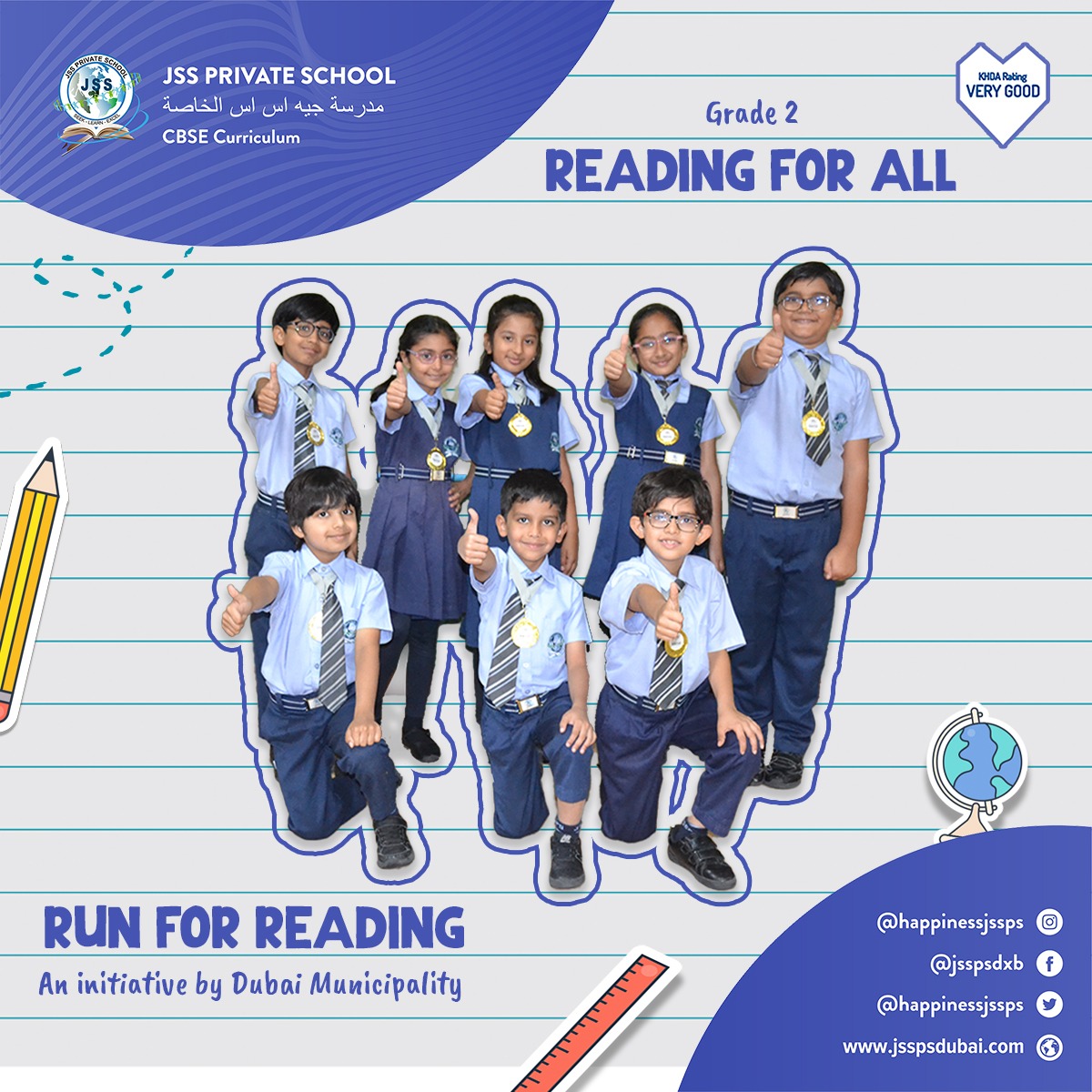 happinessjssps's tweet photo. #RUNFORREADING - an initiative by #Dubaimunicipality aims to develop love for #Reading with a well defined vision "Reading for all" . Students of Grades 1& 2 had a fantastic opportunity to take part in this event. @sureshbhojraj
#KHDA #cbse #jssprivateschool https://t.co/jCOcITMmoV