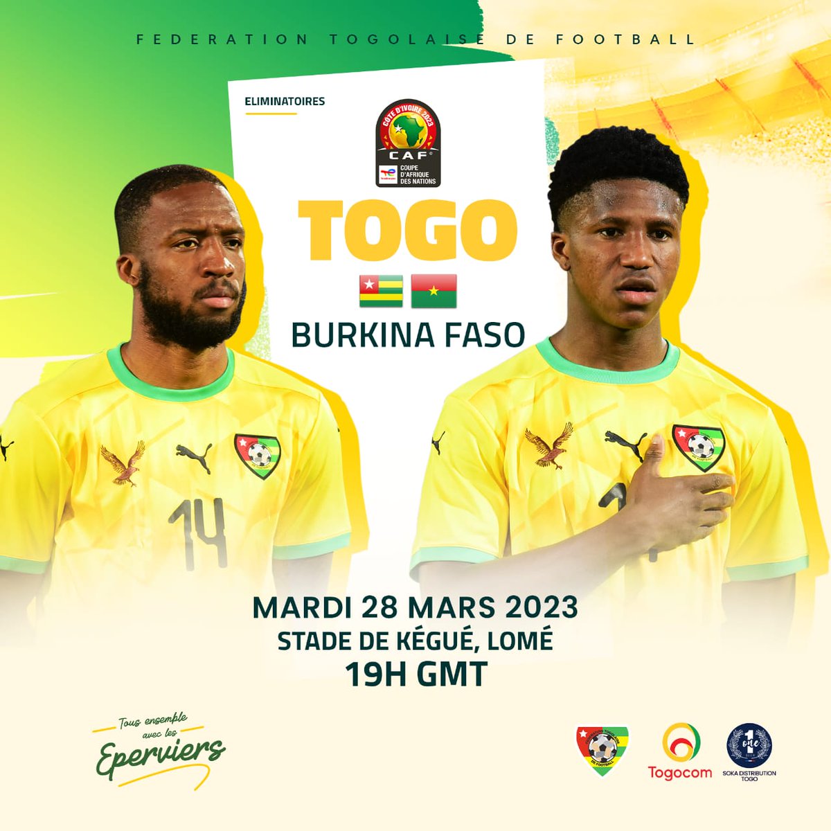 aedemkodjo's tweet photo. Le match de survie pour le #Togo afin de rester dans la course et être maître de son destin pour la qualification à la Coupe d'Afrique des nations @CAN2023CIV . Jouer à domicile est un avantage pour les #Eperviers face aux #Etalons. C'est maintenant ou jamais https://t.co/7yBLRMPfy7