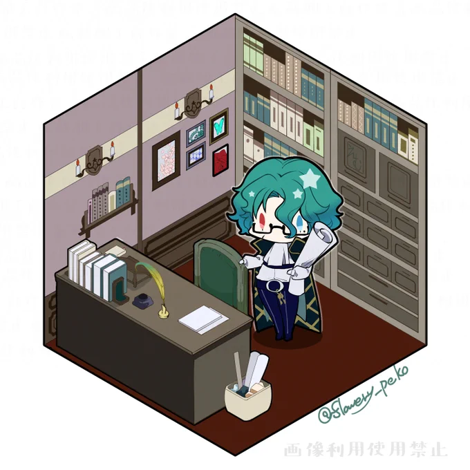 六角形の部屋。背景面考えるだけでも楽しい 