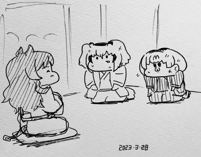 芝居小屋の騒動について親分さんに諭される「無法みん」こと富んみ島みん五郎 