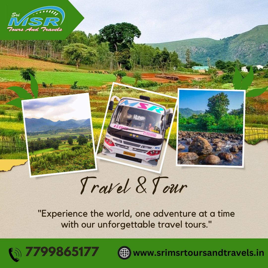 srimsrgroup's tweet photo. "Experience the world, one adventure at a time with our unforgettable travel tours."
Sri MSR Tours and Travels provides the Best Tour Packages in Vizag.
A more regarding Way To Travel With Us !
Contact number: 7799865177
Website: https://t.co/YpECDSqb3S
#TravelServices #msrtours https://t.co/H6Hvf01b0U