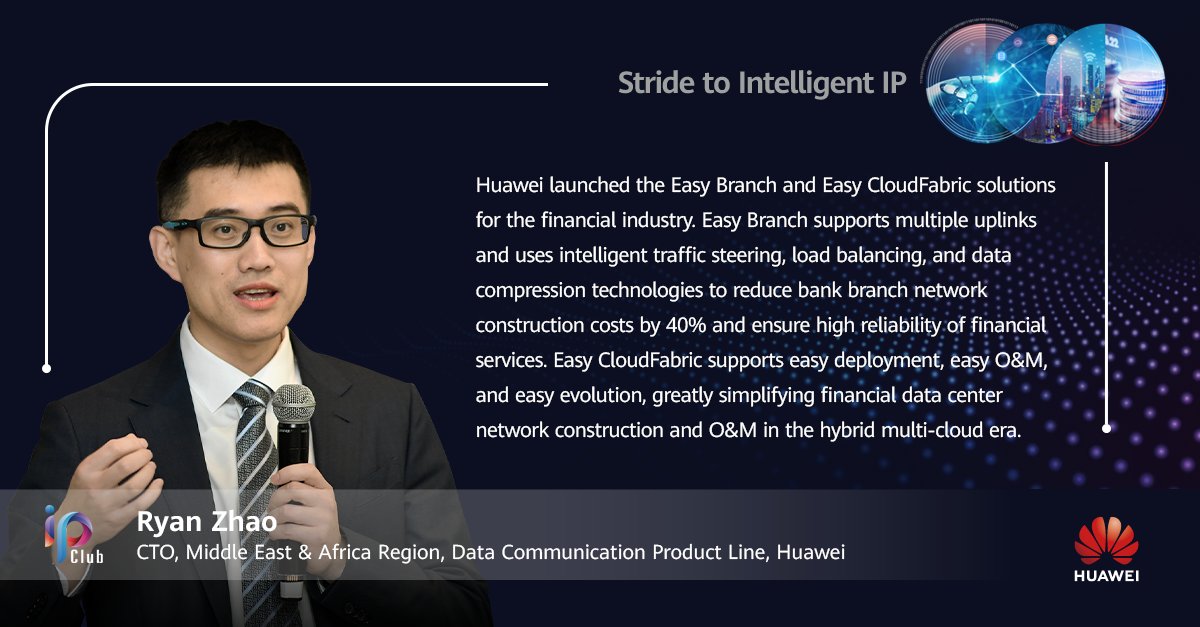 HuaweiNetworks's tweet photo. #Huawei launched the #EasyBranch and #EasyCloudFabric solutions for the financial industry at the 1st industry #IPClub in 2023 during #HuaweiFSI. 30+ CXOs &amp; network directors from 10+ Africa banks were invited to the event. Learn more about smart finance: https://t.co/K9WTRvFzqb