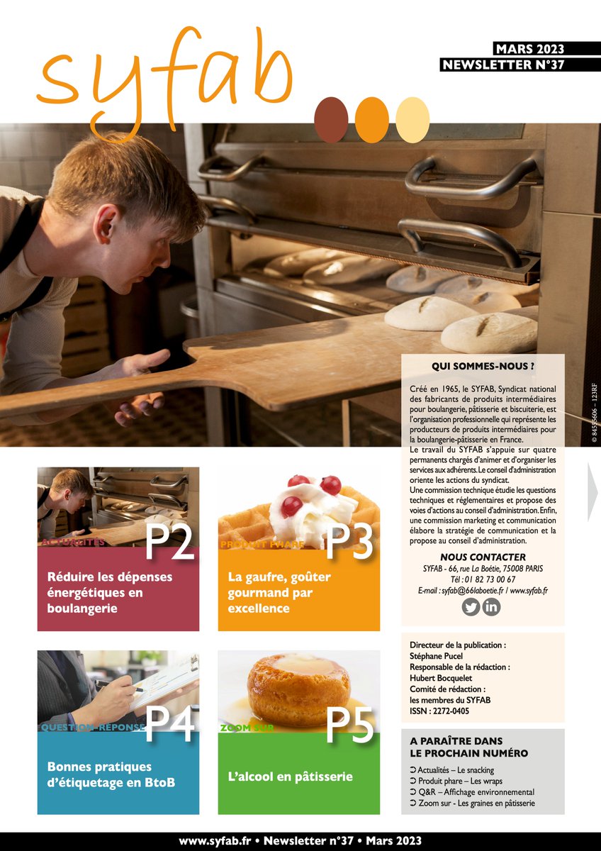 [Newsletter] - La Newsletter n°37 du #SYFAB @Ingredients_BVP est disponible! 

On y parle :
#énergie, de la #gaufre, des bonnes pratiques #btob et d'#alcool en patisserie

Bonne lecture ! 

#boulangerie #patisserie #viennoiserie

Lien de la newsletter 👇:
syfab.fr/publications/