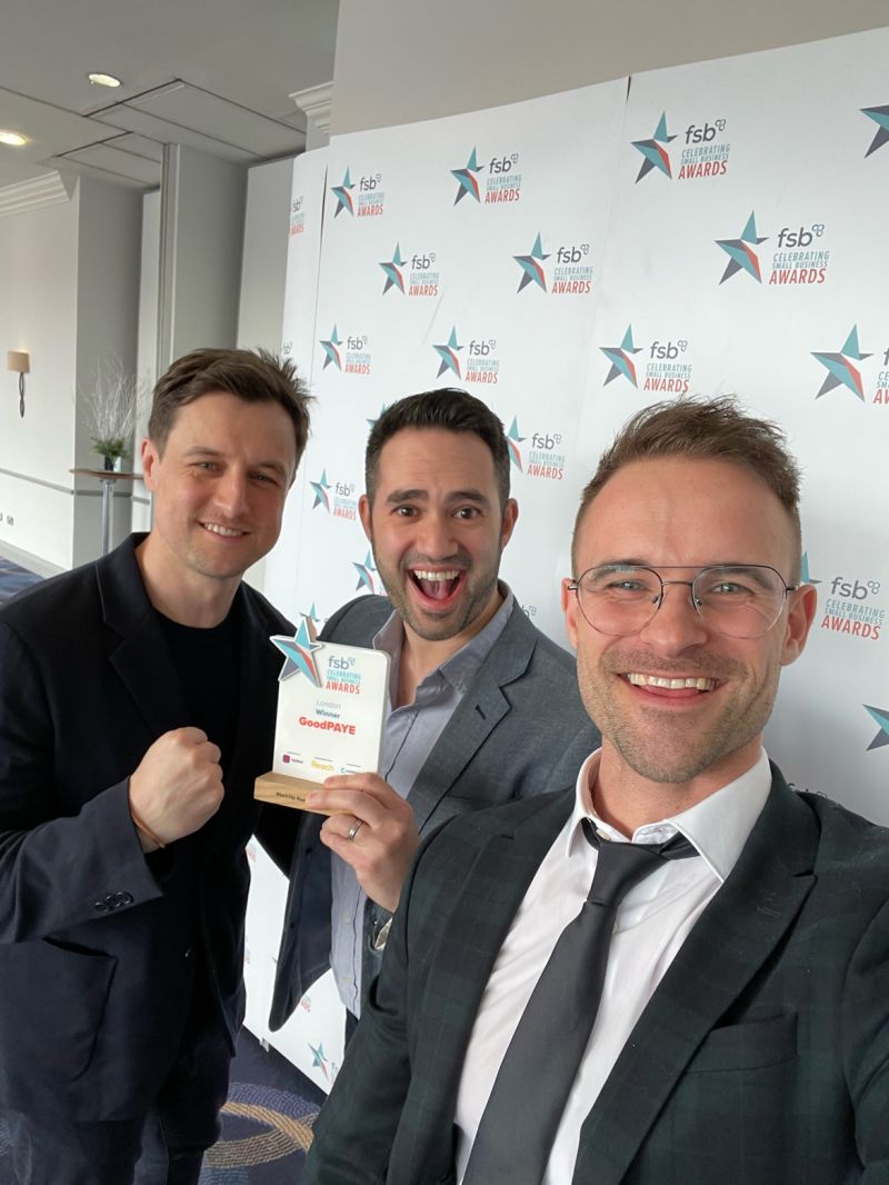 WE WON!! 🥇🙌

🍾 #GoodPAYE is officially London’s Start-Up Business of the Year after last night's win at the #FSBAwards! 🍾 

Immensely proud!

A huge thanks to our shareholders, @barnardos, @crisis_uk & @VSfromCrisis, @PoppyLegion, @RNIB, @WaterAidUK 👏 

#charitybeginsatwork