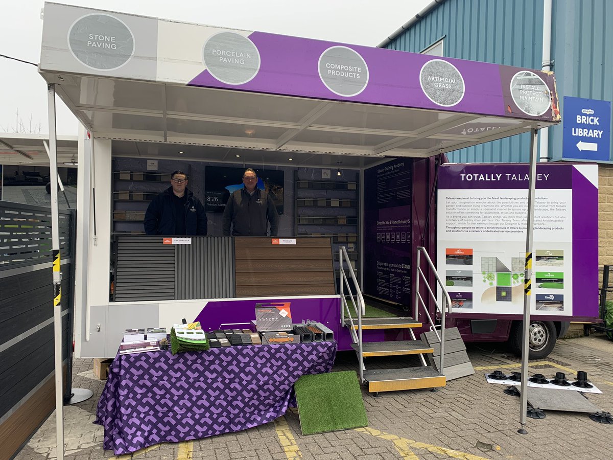 DamonBrophy's tweet photo. Come down to Gibbs and Dandy Pudsey today to talk about all things Landscaping Talasey on Tour Van with all products to view @TalaseyGroup @gibbsanddandy #Piranha #Luxigraze #vitripiazza #Naturalpaving #Pavetuf https://t.co/73xi3l5NFZ
