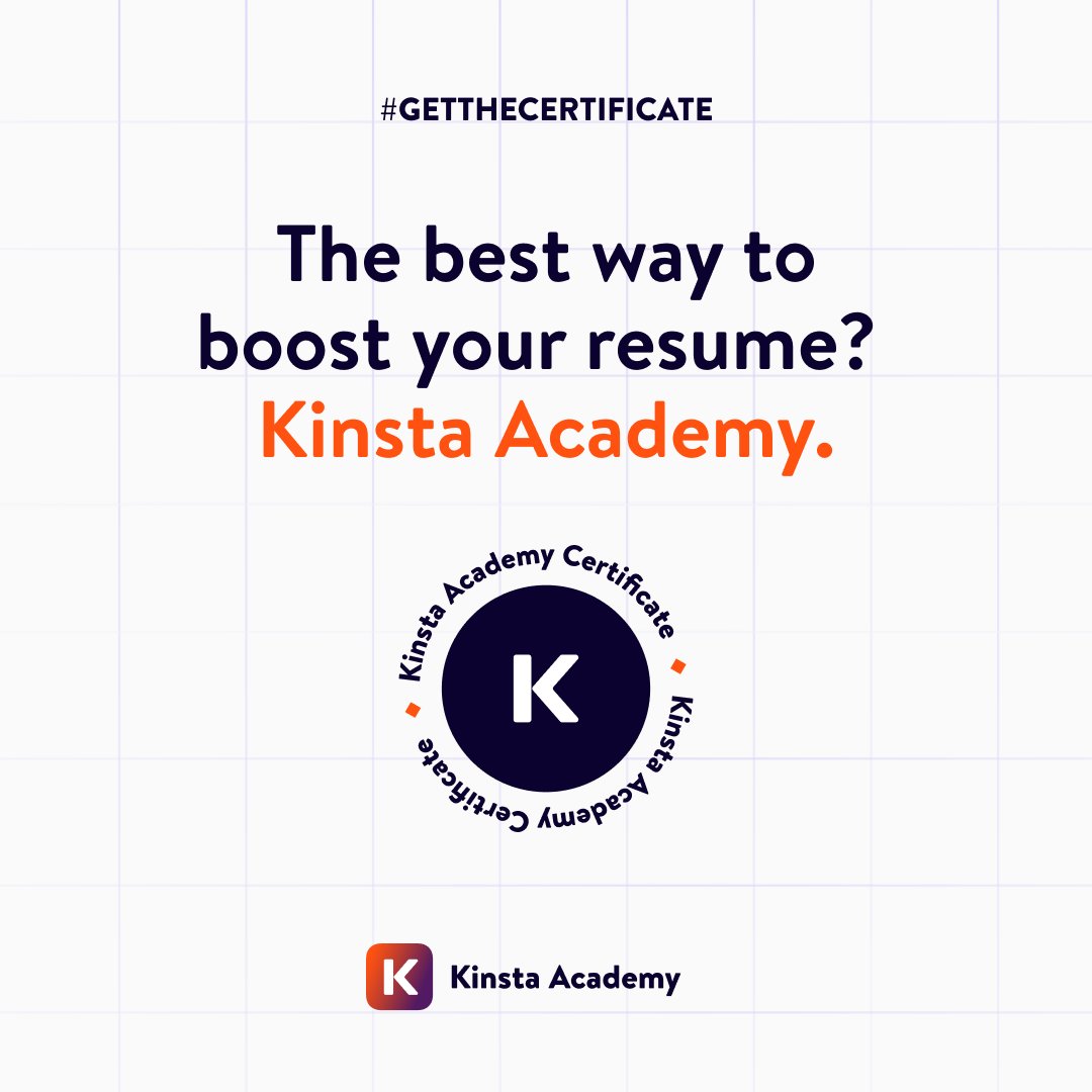 KinstaAcademy's tweet photo. Reach your professional goals with help from our library of free, expert-led courses. 🚀 

Start here: https://t.co/0G8n18UWtP https://t.co/wD2h6Vqzoy
