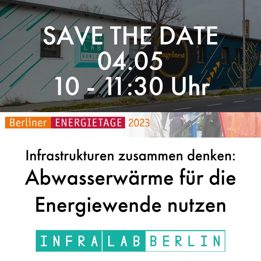 infralabberlin's tweet photo. Wie kann uns die Nutzung von #Abwärme aus #Abwasser auf dem Weg zur urbanen #Energiewende helfen? Dazu diskutieren wir im #InfraLab auf den Berliner #Energietagen. Hier geht es direkt zur Anmeldung: https://t.co/9Bk6oxu3vz https://t.co/2x3g97Z9SY