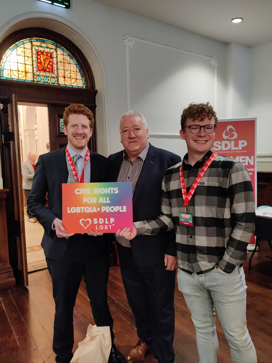 SDLPlgbt's tweet photo. Delighted to be able to speak to so many SDLP members and reps at #SDLP23! 🏳️‍🌈🏳️‍⚧️

A new Ireland should be inclusive of ALL our LGBTQIA+ community ❤️🧡💛💚💙💜🤎🖤🤍 https://t.co/VatUBEE0rn