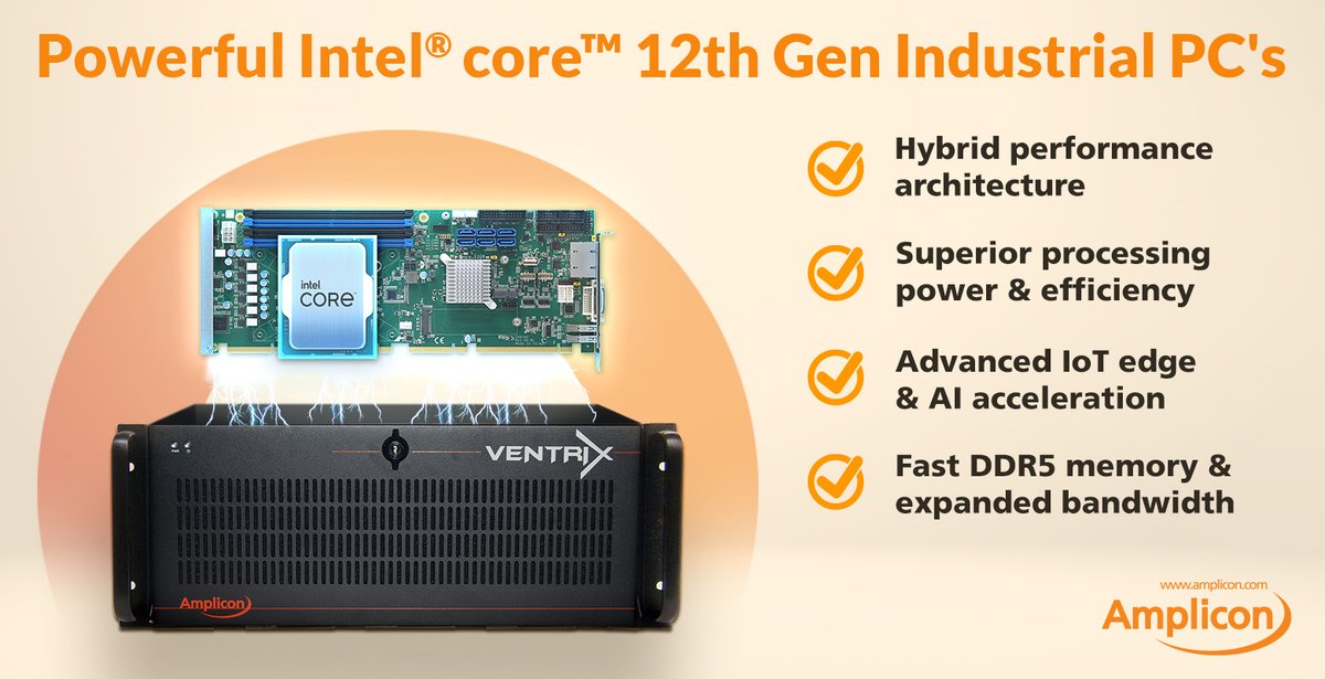 eandt_connect's tweet photo. Offering the ruggedness &amp; repeatability inherent in the @AmpliconUK Ventrix brand, the new Intel core 12th gen models introduce a massive leap forward in efficiency, security &amp; AI capabilities. #ad 
Learn more: https://t.co/vcRmfURRWa #industrial #pc https://t.co/0sSJxcFr9a