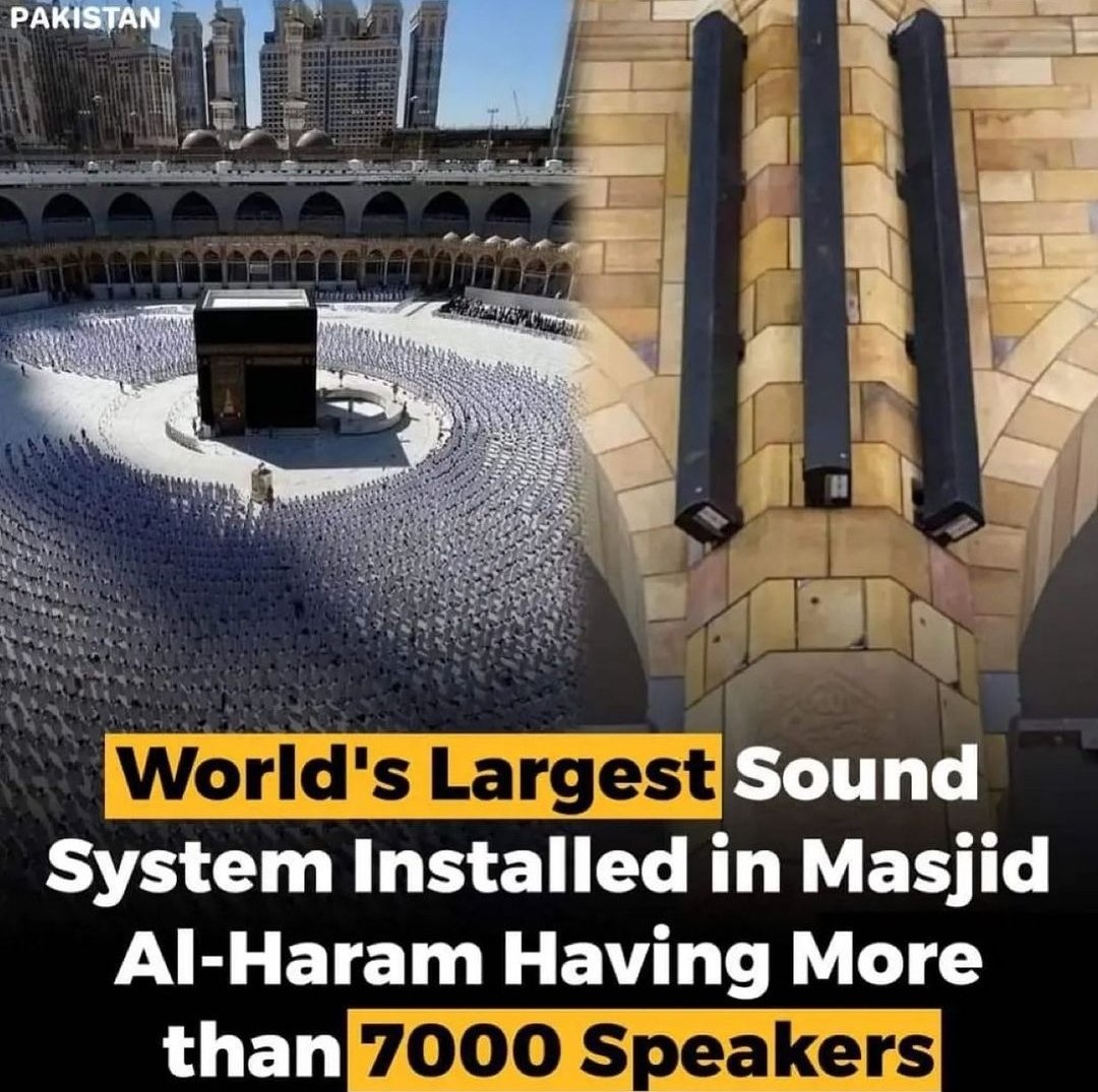 zuqwan's tweet photo. With More Than 7,000 speakers and more than 120 engineers and technicians working on it.🕋

#SaudiArabia Qasim Suri #BreakingNews Humza Yousaf
#SupremeCourt Chief Justice #Ihsanullah Rashid Abdullah
Rana Sanaullah #NationSupportsCJP Ihsanullah #IRCFloodResponse https://t.co/w3obest8oT