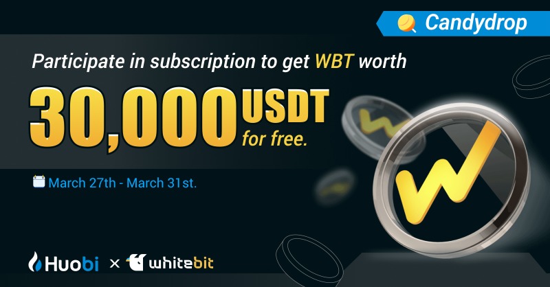 HTX_Global's tweet photo. Airdrop? 

Join #Huobi's WBT Airdrop Campaign,
Subscribe $HT to get your rewards here!

Join in  👇