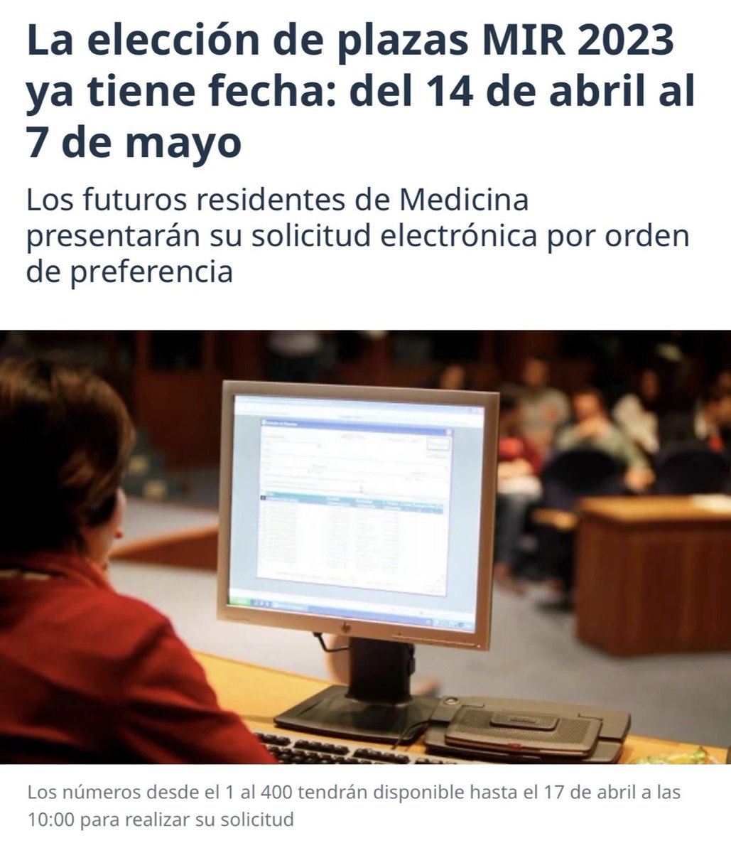 CINES, TEATROS, TRANSPORTE PÚBLICO, MÍTINES POLÍTICOS…
TODO ESO HA VUELTO A LA NORMALIDAD.
PERO CON LA ELECCION DE PLAZAS MIR NO SE PUEDE: ELECCIÓN TELEMÁTICA DE 400 EN 400.
OTRA PATADA MÁS A VUESTROS SANITARIOS (Y SUMA Y SIGUE).