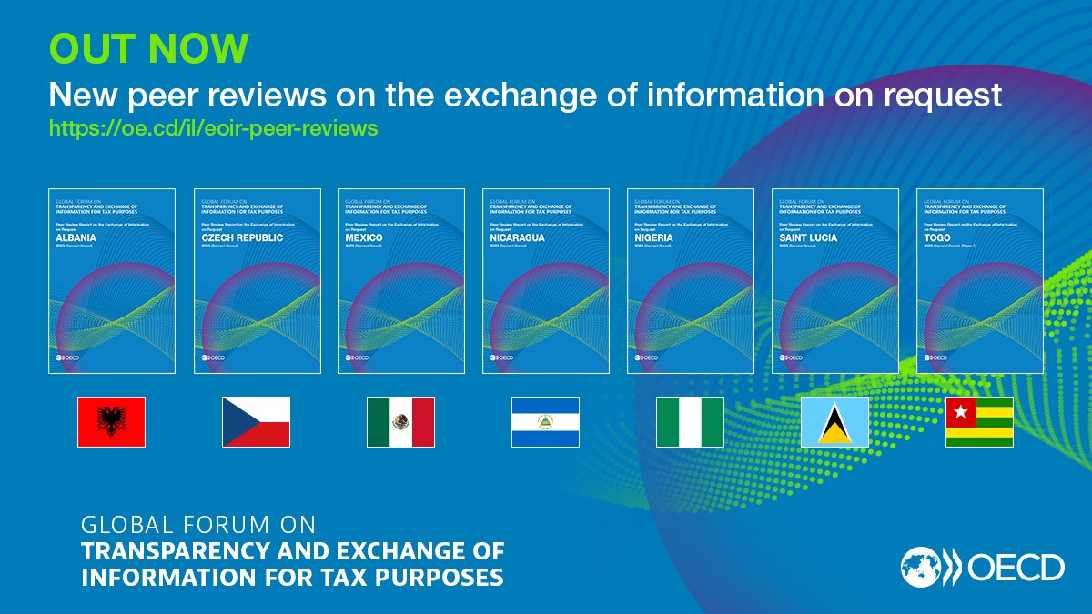 [OUT NOW] Global Forum publishes seven new peer review reports on transparency and exchange of information on request.

🗞️ Read more ➡️ bit.ly/3TR1ayq

#GlobalForum #taxtransparency #EOIR