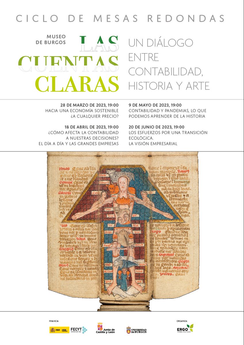 Hoy comienza nuestro ciclo de mesas redondas. Hoy, en concreto debatiremos sobre la transición hacia una #economíasostenible y el papel de la #contabilidad. Os esperamos en el <a href="/museodeburgos/">Museo de Burgos</a>  a las 19:00 
 #Burgos #cambioclimático <a href="/ERGO_RG/">ERGO</a>