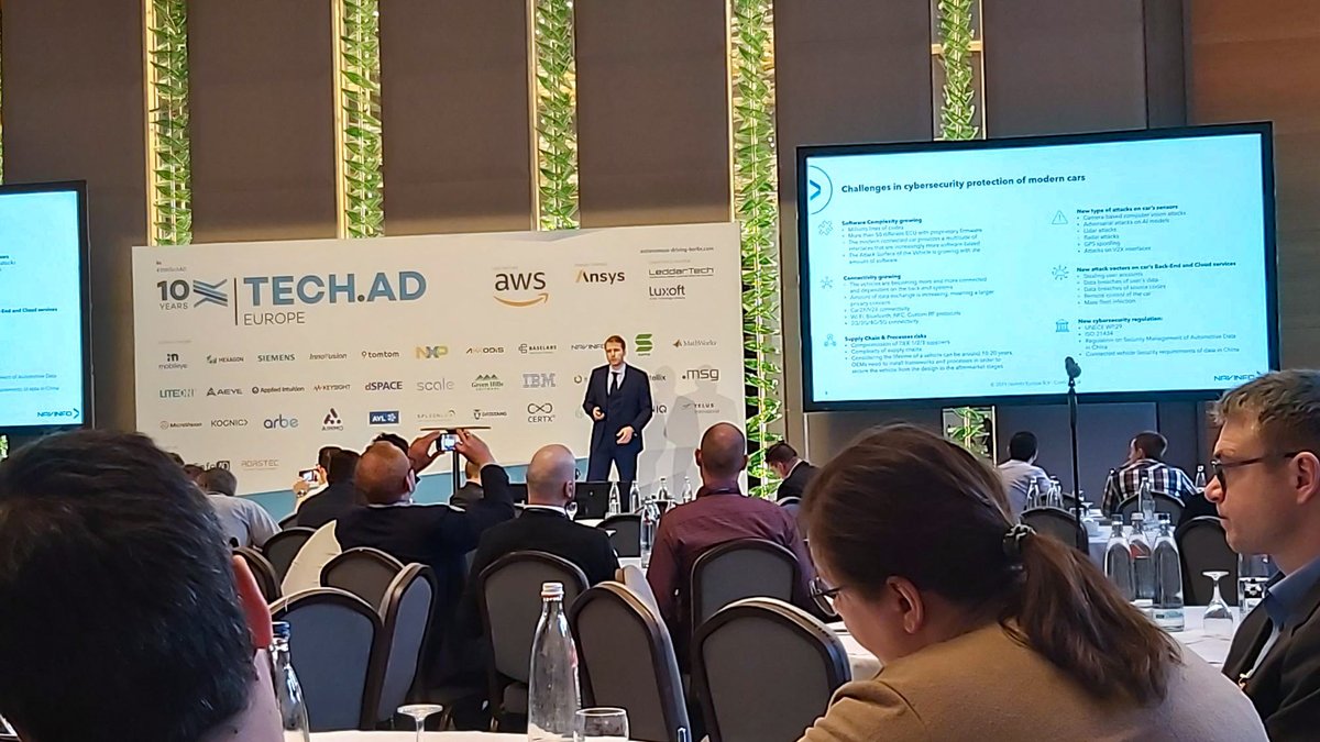 NavInfoEurope's tweet photo. Our Head of Cybersecurity Sergey Razmakhnin gave an amazing presentation about the importance of cybersecurity in modern cars. #10thTechAD
If you are at the https://t.co/IqGMdvAB2p today, visit us at booth 26 and talk to Sergey Razmakhnin and Jochen Schneider. https://t.co/oA02LfStrt