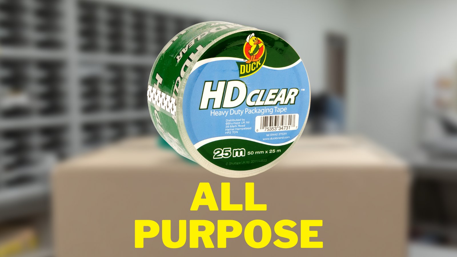 DUCK HD CLEAR PACKAGING TAPE 50MM X 25M