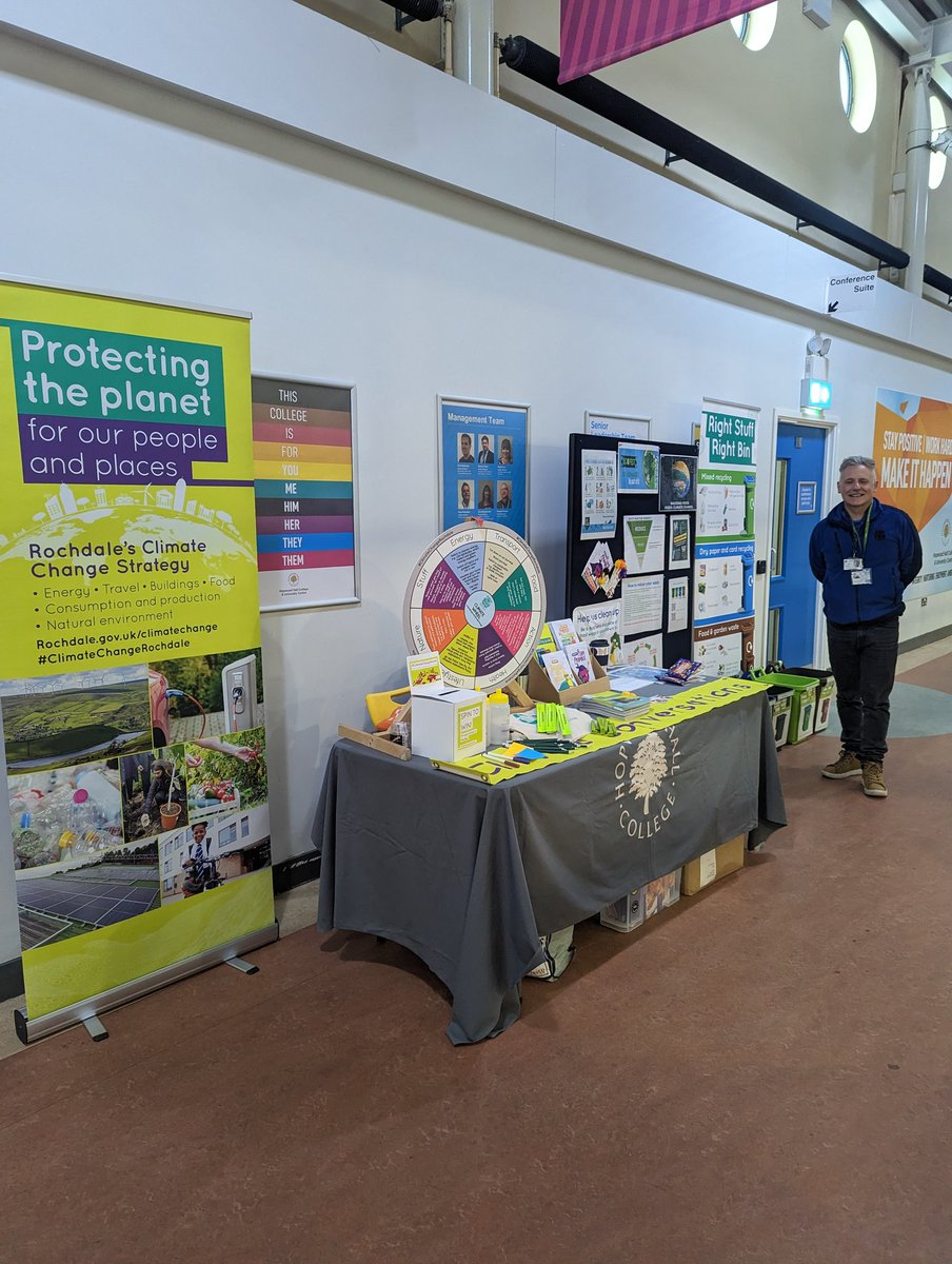 RochdaleCouncil's tweet image. Visit our #ClimateConversations stand @hopwoodhall Eco Fest event 🌍

Learn more about Reduce, Reuse, Recycle and win prizes by spinning our #ClimateChangeRochdale wheel! 

Find out more about what else is happening: hopwood.ac.uk/about/ecofest