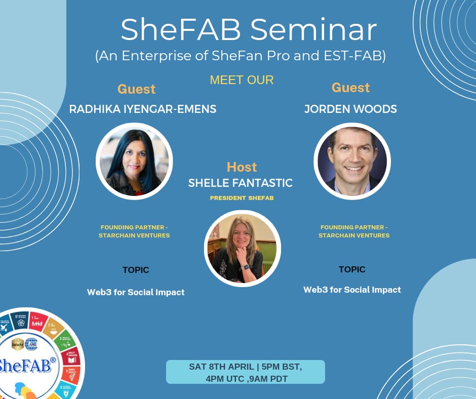 SheFAB_'s tweet photo. Hi !!😀

Guest speakers- April 2023 

Ms. @RIyengar13   , Founding Partner @StarChainVentures

Mr. @jwoods_57 , Founding Partner @StarchainVentures

Host: Ms. @richmond_shelle , President @SheFAB  

Link:
https://t.co/1oyCX9iH9w

Meeting ID: 794 861 5647
Passcode: 697196te https://t.co/Z9pNZQMqrx