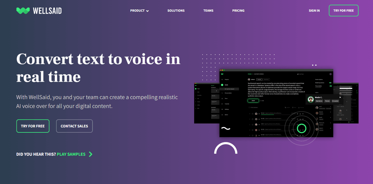 AI Tool 138 👇
🗣️ant to create high-quality and natural-sounding voiceovers for your content?
<a href="/wellsaidlabs/">WellSaid</a> is the AI-powered text-to-speech tool you need! Convert any text to voice in real-time, with custom accents and language option
Say goodbye to expensive recording equipment