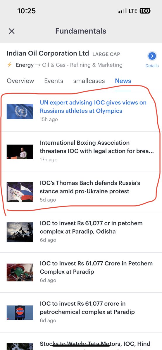 Dear <a href="/zerodhaonline/">Zerodha</a> it’s International Olympic Committee (IOC) not Indian Oil Corp ! Please correct your algorithm.
