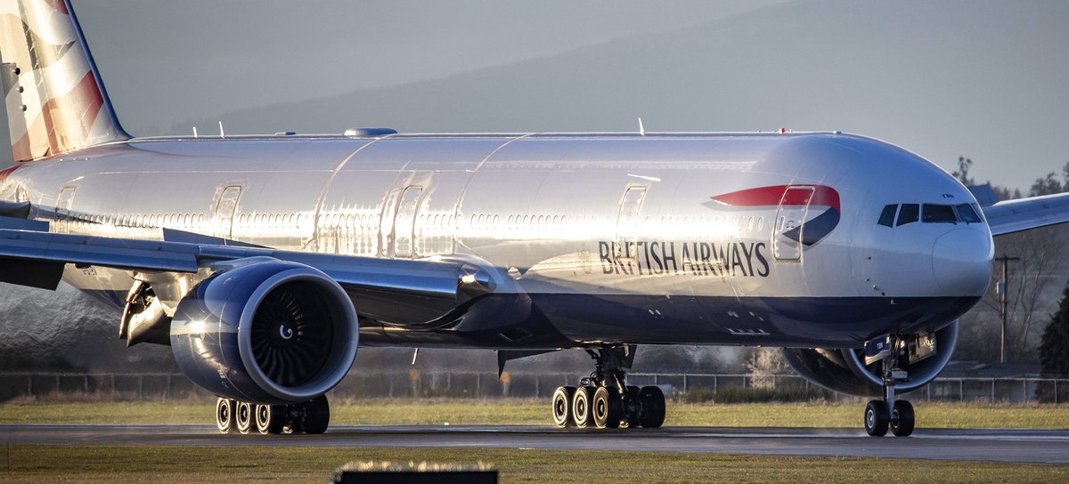 Kent_YVR's tweet photo. I think I’ll do 2 sets of this one because it’s quite rare for me to catch here. @British_Airways #BA85 #Speedbird @BoeingAirplanes #777-300 arrival @yvrairport from @HeathrowAirport. #yvrspotters #avgeek #Vancouver #GSTBN #Speedbird5VY https://t.co/l9UiIYpKnx