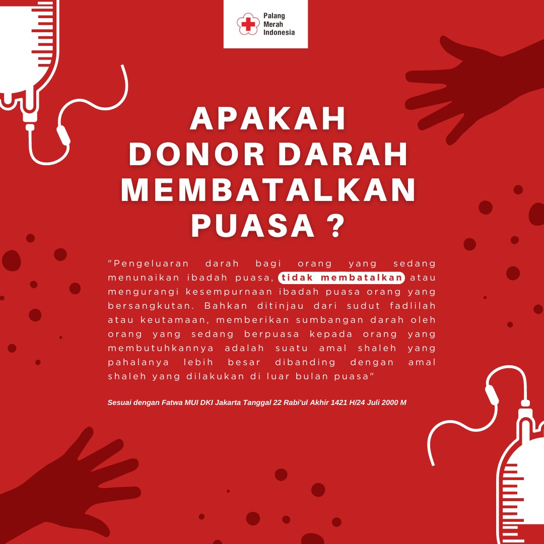 Ayo kita berdonor di Unit Donor Darah terdekat di tempatmu !

#terustebarkebaikan #donordarah #puasa #pmiselalubantu