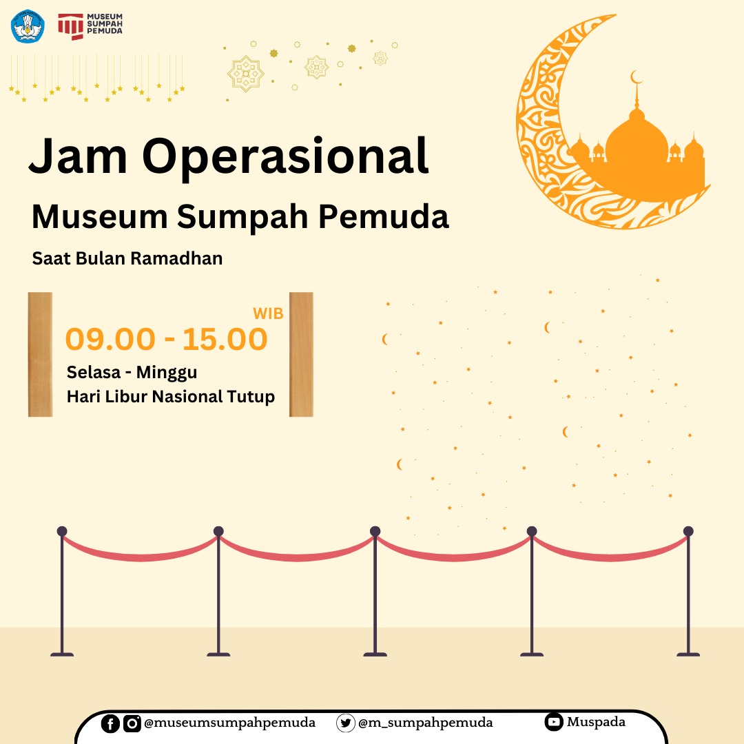 Halo #SahabatMuseum..
Di Bulan Ramadhan ini, Museum Sumpah Pemuda tetap buka dengan jam operasional yang baru yaa..

Yuk kunjungi Museum Sumpah Pemuda. 😉

#museumsumpahpemuda
#museumdihatiku
#ramadhan