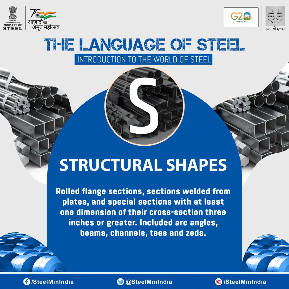 SteelMinIndia's tweet photo. Let's learn about the language of steel.
#LanguageofSteel #WordOfTheDay #StructuralShapes #IspatiGyan #IspatiIrada https://t.co/zHEY3BcNWX