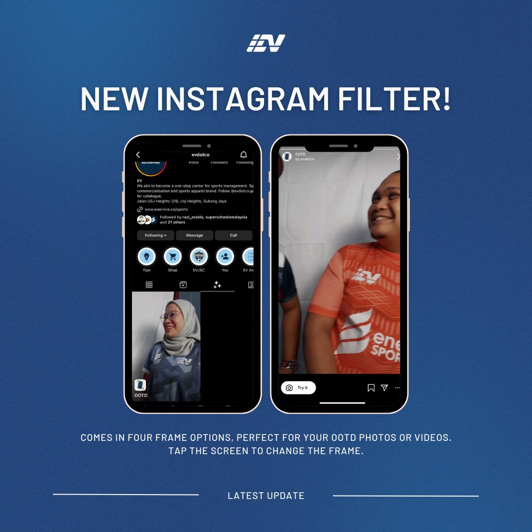 enervive's tweet photo. Who's ready to up their Instagram game? Our new filters are now live on @evdotco and @evarenadotco, and we can't wait to see how you're using them. Tag us in your posts and show us your creativity! 🤩 #UpYourGame #EVFilters https://t.co/9J9SzTMEmt