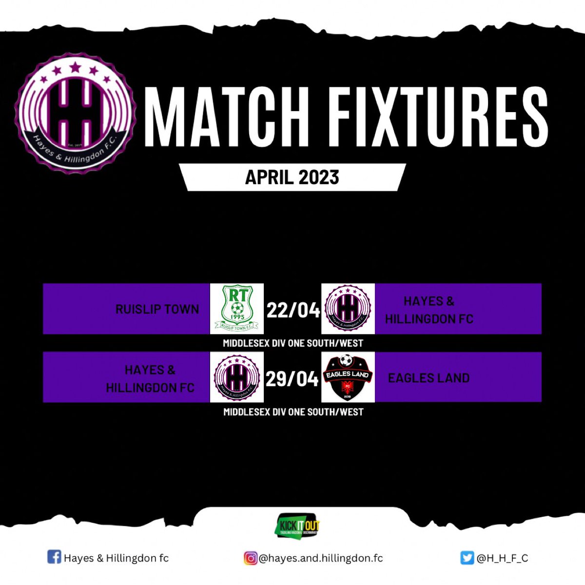 H_H_F_C's tweet photo. Aprilโs fixture lists..๐๏ธ A very busy April for us with four league games, the Middlesex Junior County Cup final and the Jim Rogers semi final โฝ๏ธ ๐ฅ
๐งค ๐
@swirles_barbers @Southbournees @RichingsSports
#HHFC #morethanafootballclub #hayesandhillingdonfc #april #aprilfixtures https://t.co/rRMSGoMkKO