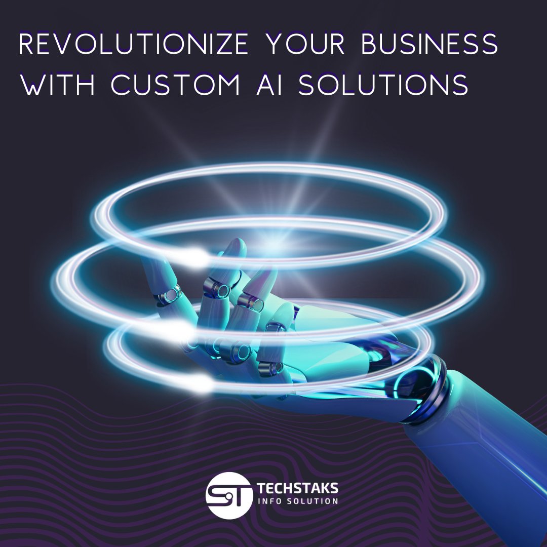 techstaks's tweet image. Ready to take your business to the next level with the power of Artificial Intelligence (AI)? Look no further than Techstaks! #Techstaks #CustomAISolutions #RevolutionizeYourBusiness #NaturalLanguageProcessing #ComputerVision #MachineLearning #PredictiveAnalytics #AutomateTasks