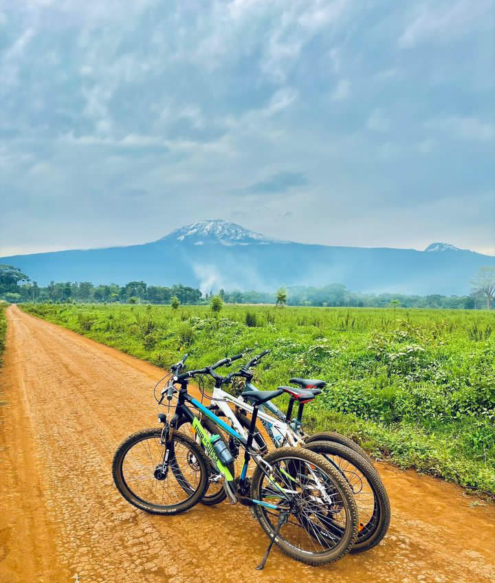 BikotoursC's tweet photo. Imagine riding a bike while taking close attention to the rough road, and then suddenly looking up to see this vista of Mount Kilimanjaro. Both the highest mountain in Africa and the highest free-standing mountain in the globe is Mount Kilimanjaro (5895m).
#cycling #tour https://t.co/VcRM6TR86i