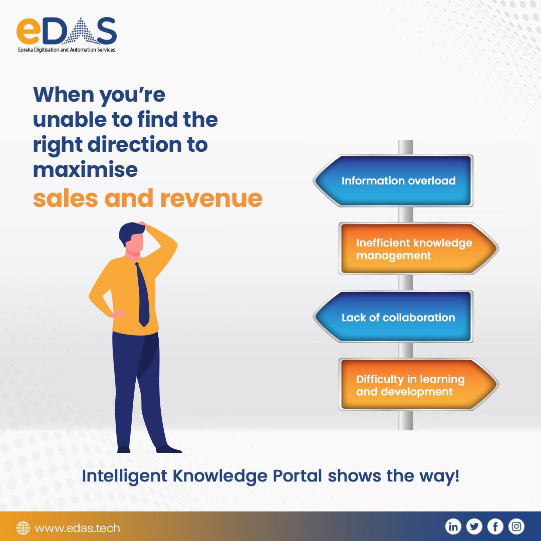 eDAS_Automation's tweet photo. Why worry when our hi-tech digital products are here at your service?
Learn about Intelligent Knowledge Portal and avail one for your organisation: https://t.co/vP4MB1BiCW
#intelligentknowledgeportal #knowledgeportal #knowledgemanagement https://t.co/gxNDvwzgSY