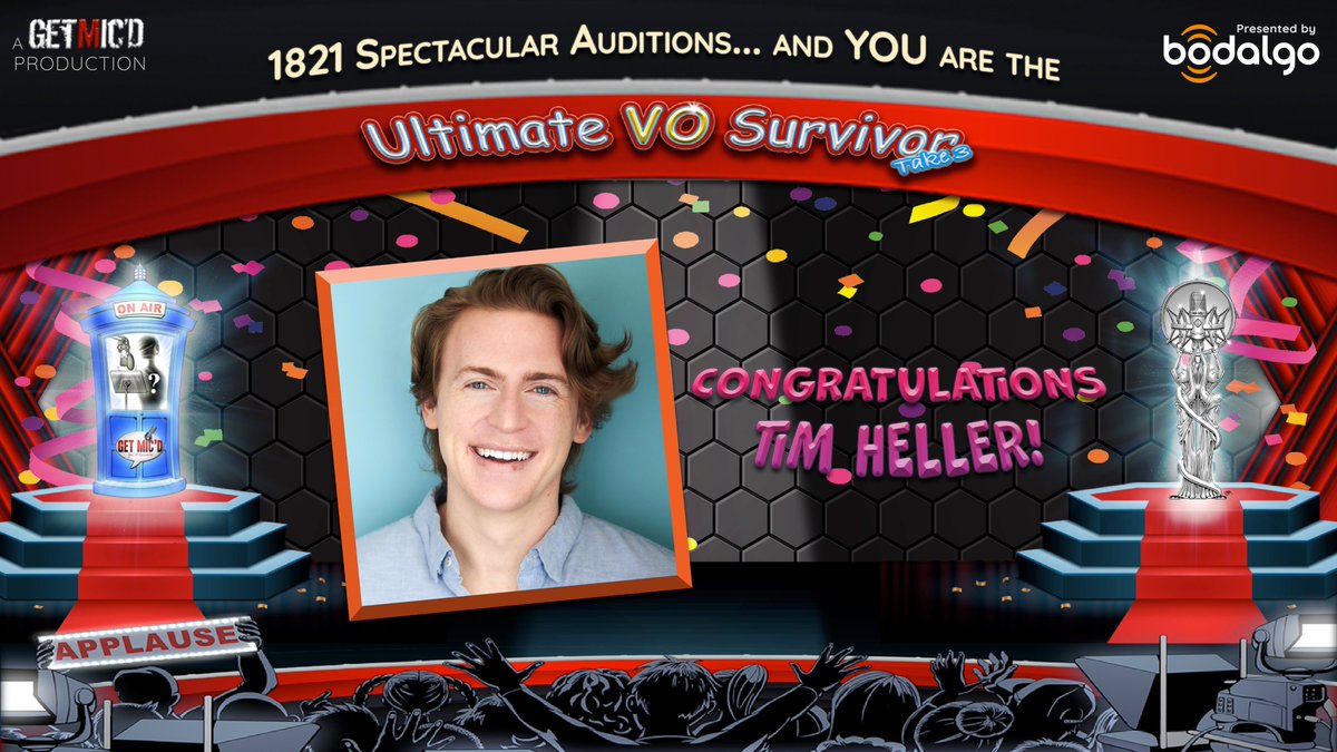 Get_Micd's tweet photo. What a trip! HUGE congrats to Tim Heller for being crowned #UltimateVOSurvivor at #VOAtlanta! CONGRATS to all our survivors! You're ALL marvelous verbal vomitrons! Bonus points if you remember which episode that was from. ;) #voiceover #getmicd https://t.co/kToYF0f1RA