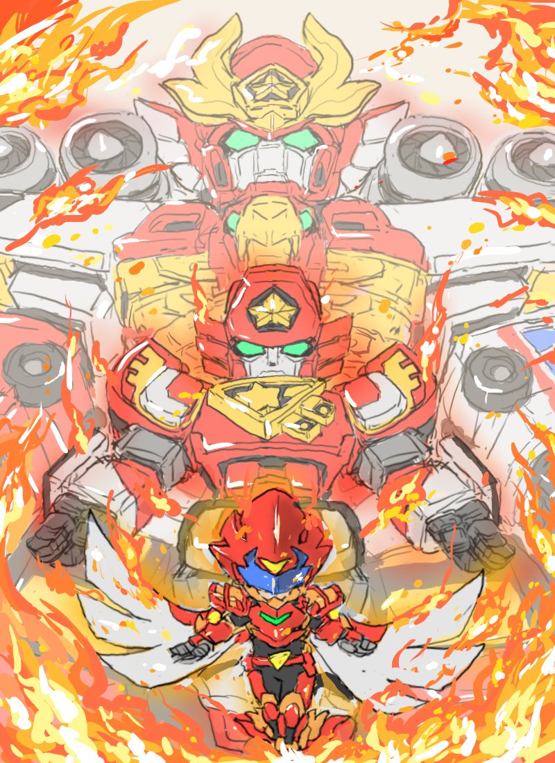 robot mecha fire chibi green eyes super robot clenched hands  illustration images