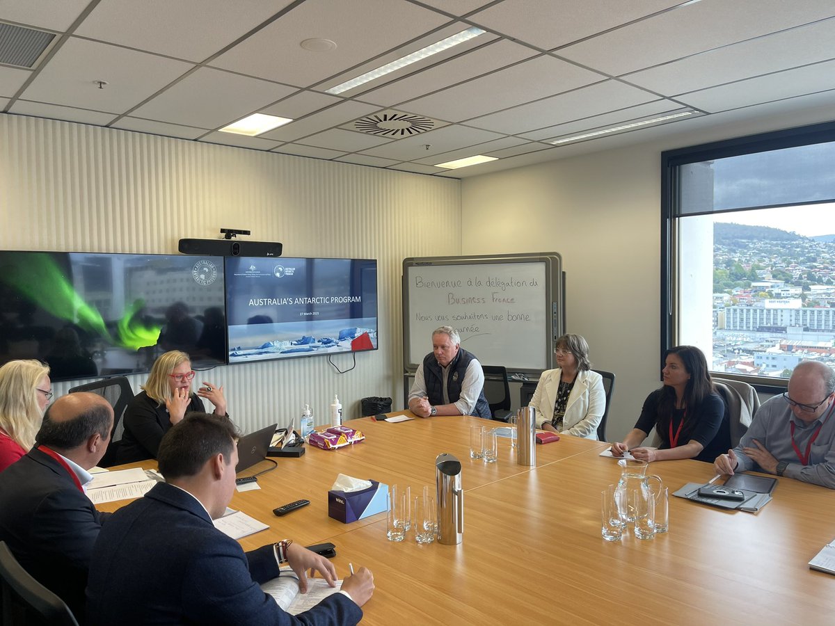 Official French Antarctica Trade Mission in Tasmania. Delegation composed of Dassault, EQUANS, hydroptic, Ifremer and Thales seeking to explore opportunities for conservation, technology, and research in Hobart’s thriving Antarctic sector.
#AustralianAntarcticprograms #Antarctica