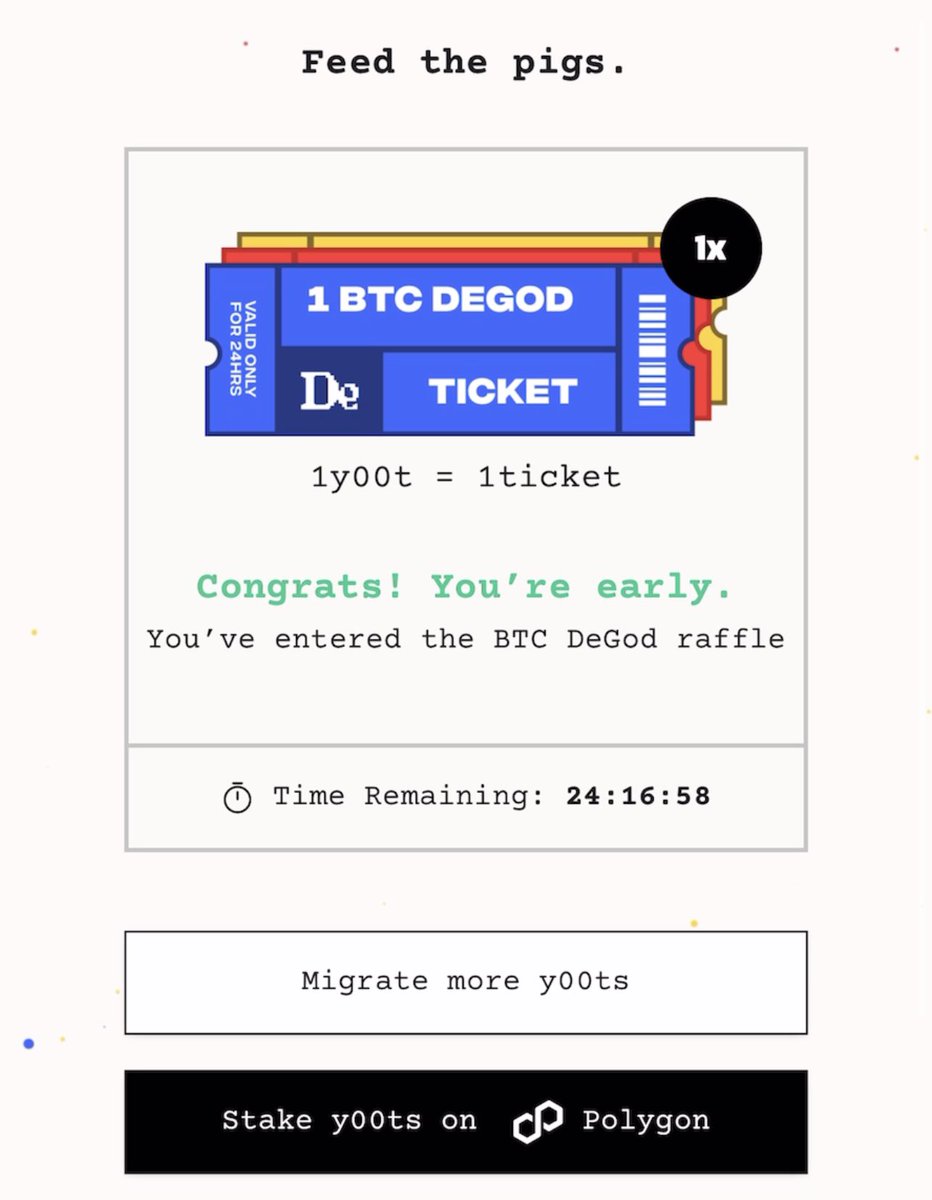 Clean execution of the migration of my <a href="/y00tsNFT/">y00ts</a> from Solana to @0xPolygonLabs 🙏🏼 NFT history was made today. Praying for that BTC <a href="/DeGodsNFT/">DeGods</a>!