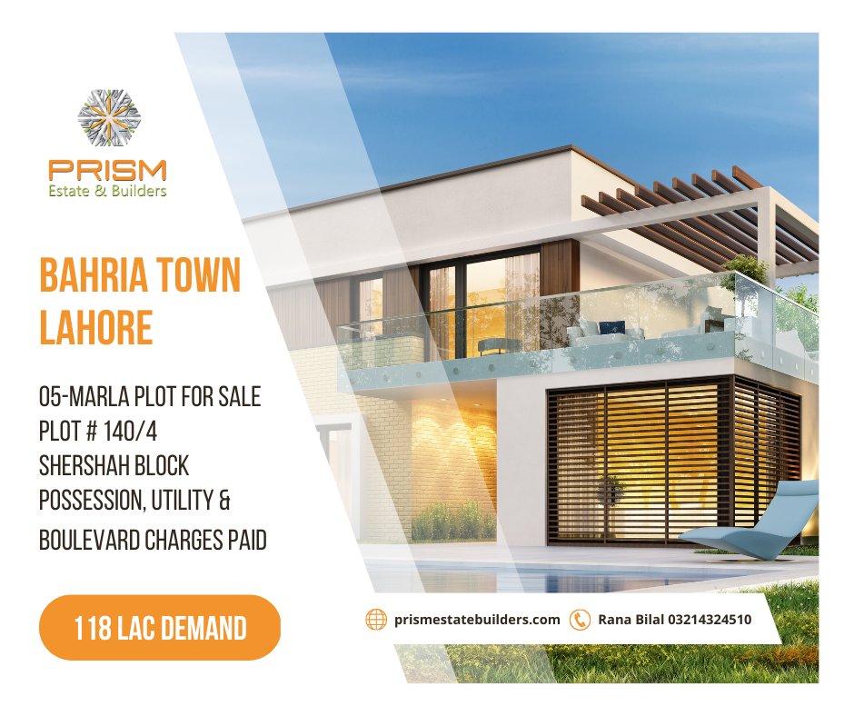 prism_town's tweet image. 5 Marla Plot  For Sale In Bahria Town Lahore
Plot #140/4
Shershah Block
Possession Utility and Boulevard Charges Paid
Further Information
Rana Bilal 03214324510
#bahriatownlahore #bhariatownplot #bahriatownhouseforsale #lahoeproperty #propertymanagement 
#houseforsale #Possession