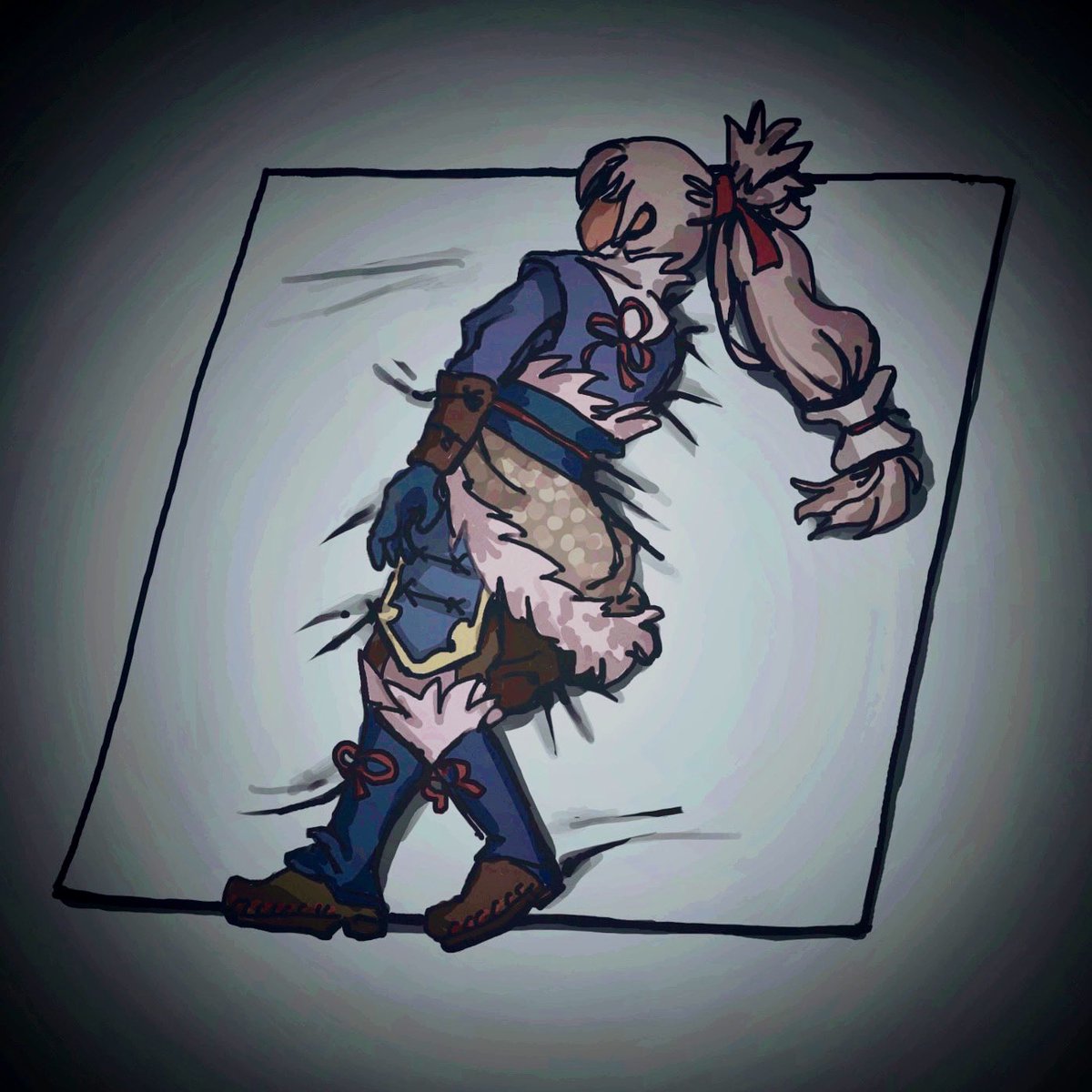 fanart i drew of conquest takumi i mean takumi dying in a glue trap