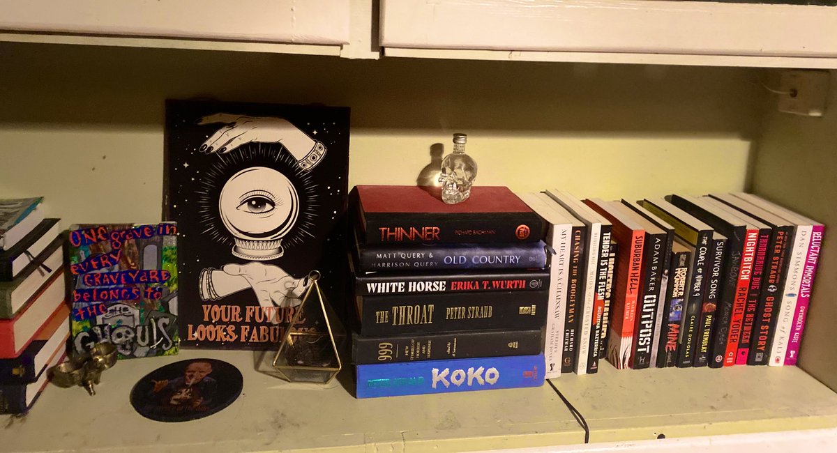 FinalGirlReview's tweet photo. @BumblePuppyPres Thatโsperfectly fine with me, I care more about whatโs on the inside anyways. My shelves welcome books in all shapes and sizes! #BookTwitter #HorrorCollection #HorrorCommunity #teamhardcover #teamsoftcover https://t.co/EClObMhHxB