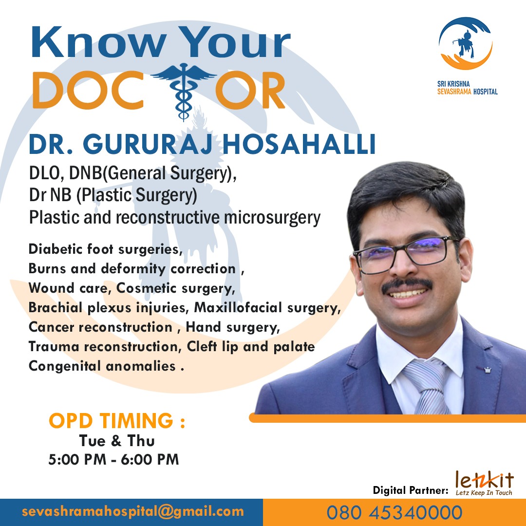 sksevashrama's tweet photo. Meet our expert Dr. Gururaj Hosahalli🩺 DLO, DNB(General Surgery), Dr NB(Plastic Surgery).
#SKSHospital #srikrishnasevashrama
#generalsurgery #plasticsurgery
#charityhospital #bangalore #Letzkit https://t.co/XkIJUWq8mS