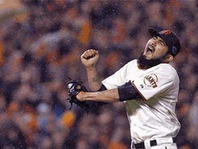 LOLKNBR's tweet photo. One of the most memorable sports moments of my life. 2012 NLCS game 7, 2 outs, bottom of the 9th, up 9-0, Sergio Romo comes jogging in to face Matt Holliday. Dancing in the pouring rain, singing "El Mechon" with 41,000 of my closest friends. Thank you, @SergioRomo54. https://t.co/mOUIwycDzD