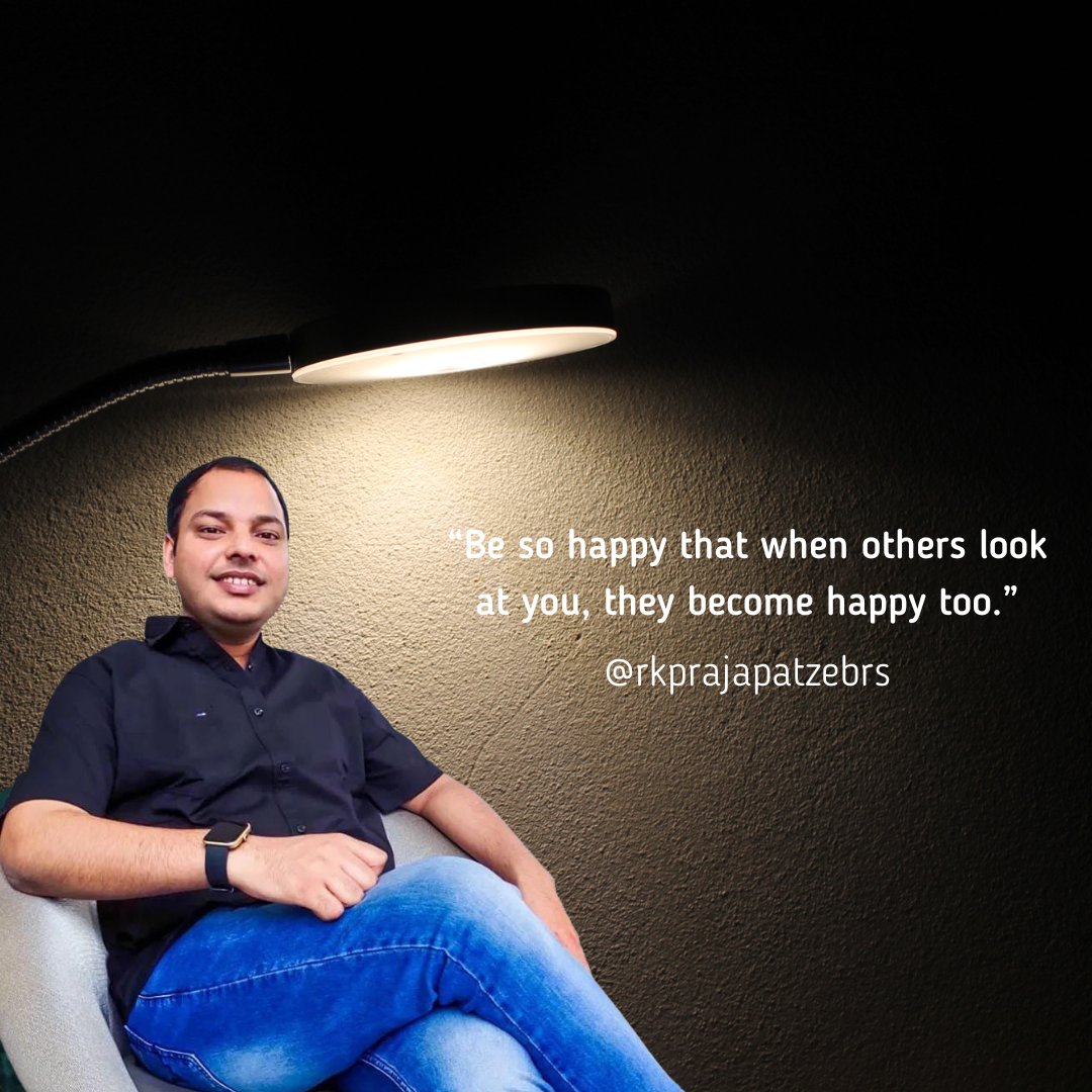 Rakeshzebrs's tweet photo. "Be happy that when others look at you,they become happy too"
#rkprajapatzebrs #zebrs #fastemi #motivationalquote #lovequotes #thoughts #follow #yourself #happy #entrepreneur #like https://t.co/H4f7Lsuffs