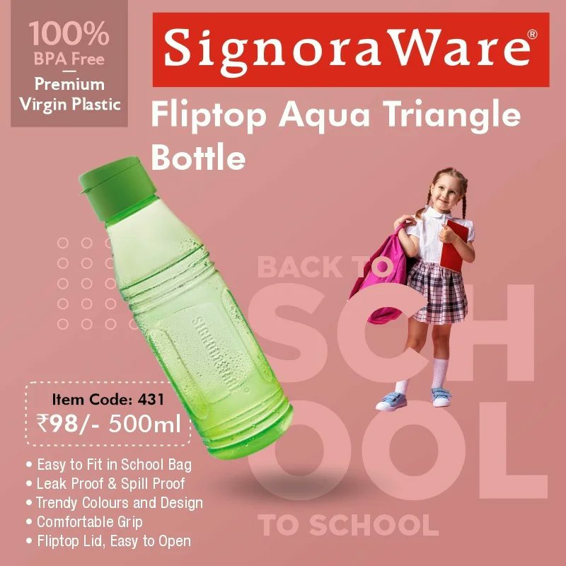 SignoraWare's tweet photo. Back To School🎒👩🏫🏫🚌
Choose the Best for your Kids🧍♂️
Aqua Fresh Water Bottles
Aqua Triangle Bottles
Fliptop Aqua Triangle Bottles
#signoraware #aquafresh #aquatriangle #fliptopaquatriangle #PlasticWaterBottle #plasticbottles #waterbottle #multiplecolours https://t.co/aQ7oIQPBzV