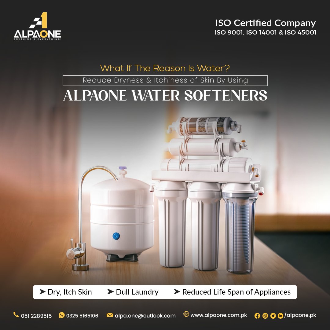 What if the reason for your skin’s itchiness and dryness is your home water? Contact AlpaOne and reduce dryness & itchiness of skin by using our top-notch water softeners.
#WaterSoftener #AlpaOne #WaterSolution #SkinItchiness #SkinDryness #WaterTreatment #WaterSolution