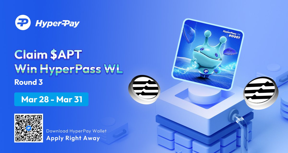 Hpx_Official's tweet photo. 📢Join NOW in our event on #HyperPay #Web3 wallet🥰

⏲️Mar. 28-31
🏆All users who successfully claim $APT will receive #HyperPass 7K NFT WL - FCFS

Event entrance: Web3 Wallet-Discover-Airdrop

🔗https://t.co/5mNFG2tIeh https://t.co/kwdmtM0DGm