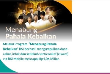 Melalui Program "Menabung Pahala Kebaikan" BSI berhasil mengumpulkan dana zakat, infak dan sedekah serta wakaf (ziswal) via BSI Mobile mencapai Rp1,06 Miliar.

#BerkahBerzakatBSI