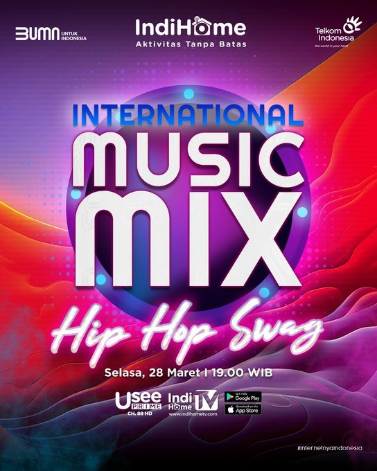 SemangatDini's tweet photo. Nikmati berbagai musik menghentak dan lirik berima terbaik di dunia di International Music Mix! Saksikan hanya di channel@useeprimepada layanan IndiHome TV. Nikmati akses streaming melalui aplikasi IndiHome TV &amp; https://t.co/v1gazABZ0M  #AktivitasTanpaBatas https://t.co/R8in9DM0lQ