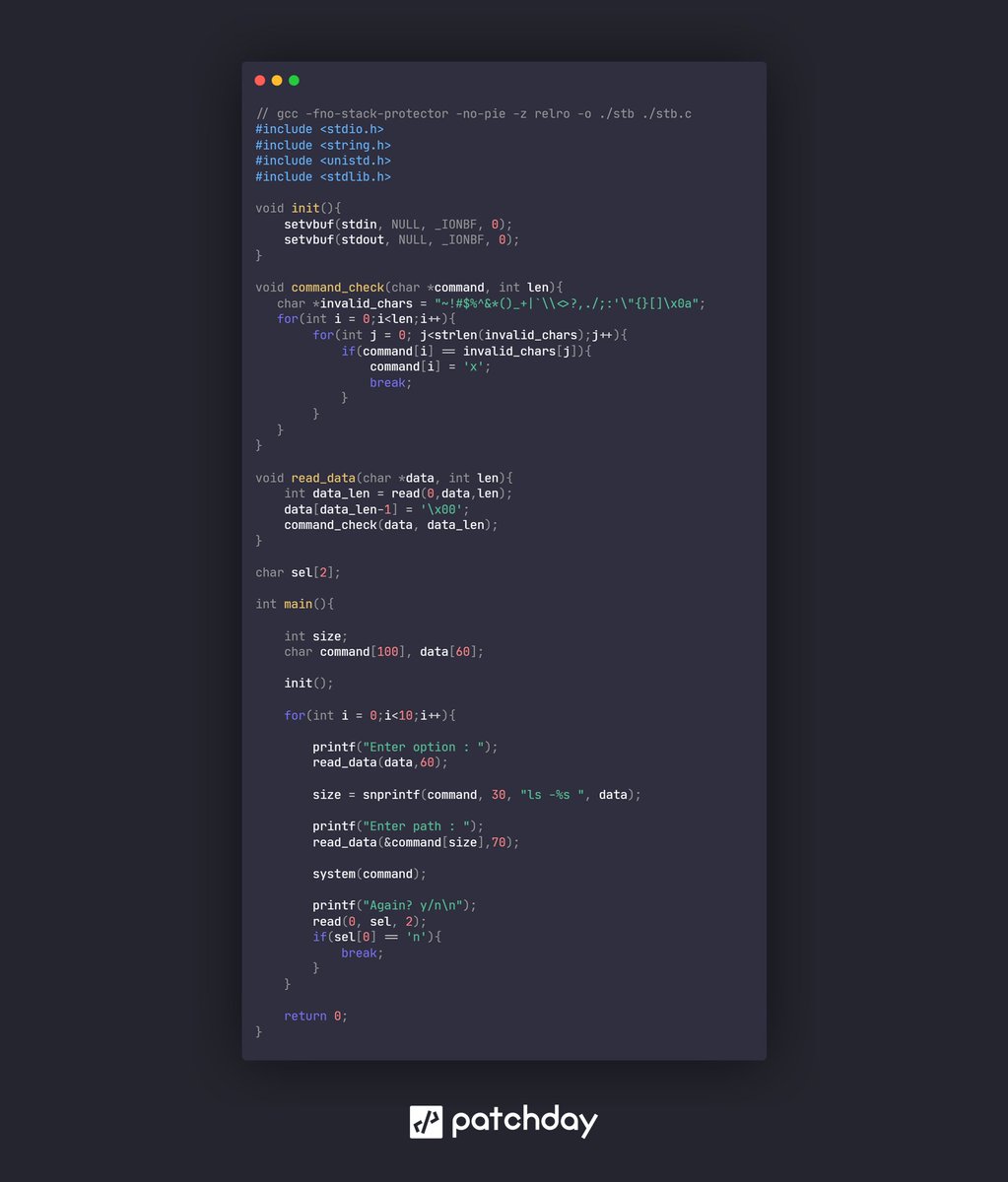 patchday_io's tweet image. 👾 Spot The Bug Challenge
 
It's time for #SpotTheBug !
This is the #lsExcutor code by @dreamhack_io 

It looks normal, so you have to pay more attention.

𝙒𝙝𝙤'𝙨 𝙜𝙤𝙣𝙣𝙖 𝙛𝙞𝙣𝙙 𝙞𝙩 𝙩𝙝𝙞𝙨 𝙩𝙞𝙢𝙚?  👀

#PatchDay #SpotTheBug
#BugBounty #bugbountytip