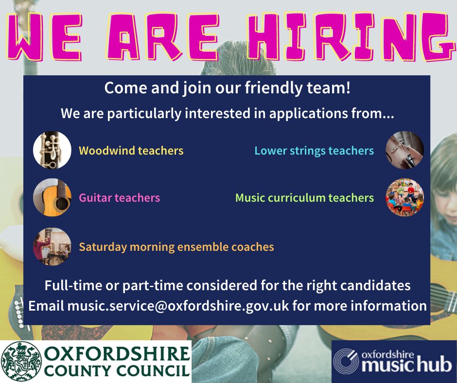 Come and join our friendly team! Email music.service@oxfordshire.gov.uk for more information.